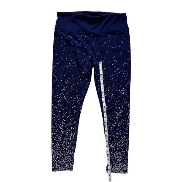 Kimberly Ombre Space Metallic High Rise Navy & Silver Polka Dot Leggings Large - Picture 8 of 8